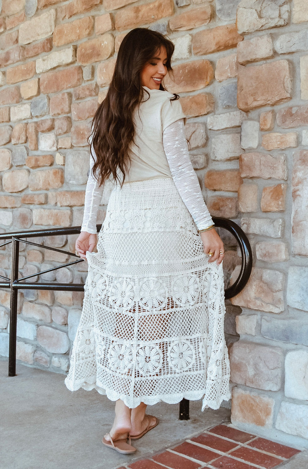 Thumbnail: PARADISE FOUND CROCHET MAXI SKIRT - BEIGE
