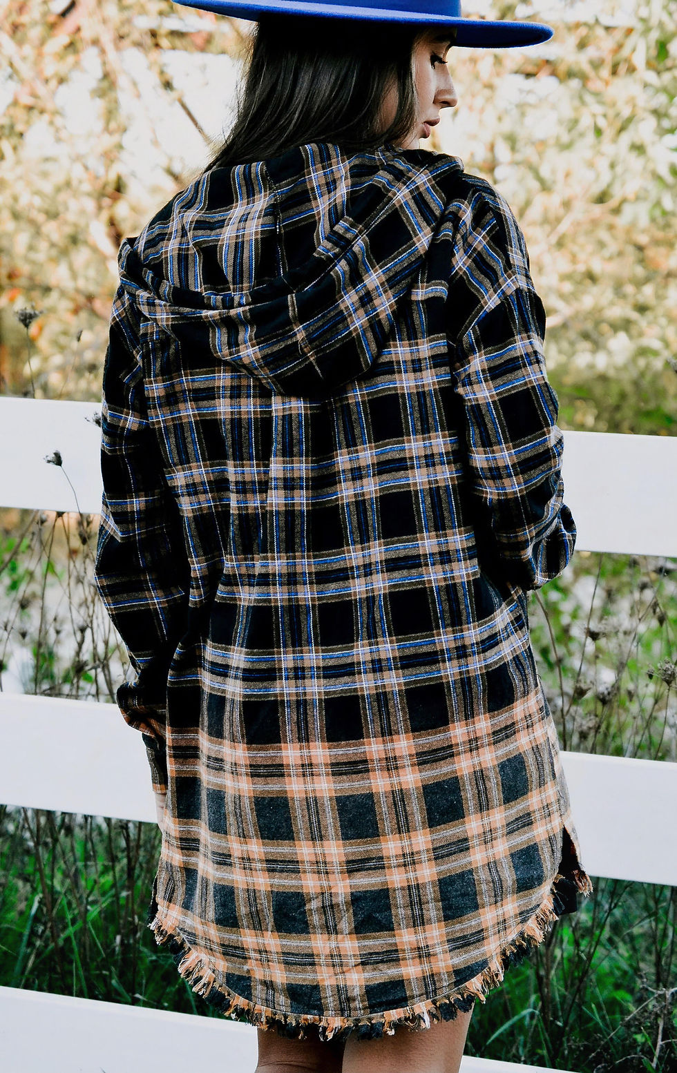 Thumbnail: SOMETHING WICKED PLAID HOODIE SHACKET - BLACK