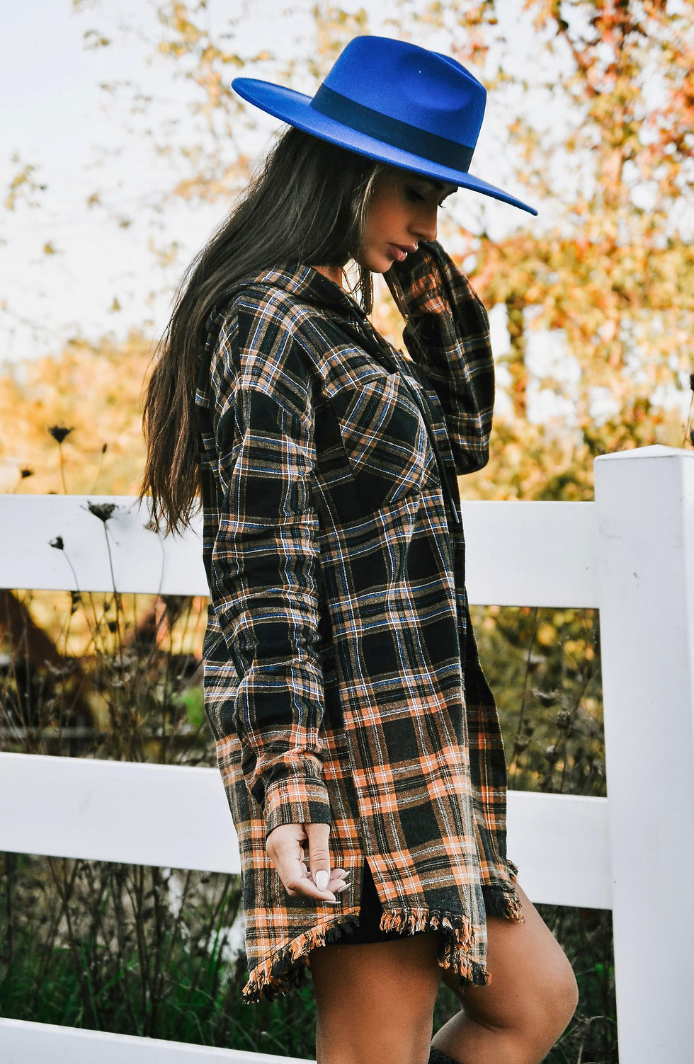 Thumbnail: SOMETHING WICKED PLAID HOODIE SHACKET - BLACK