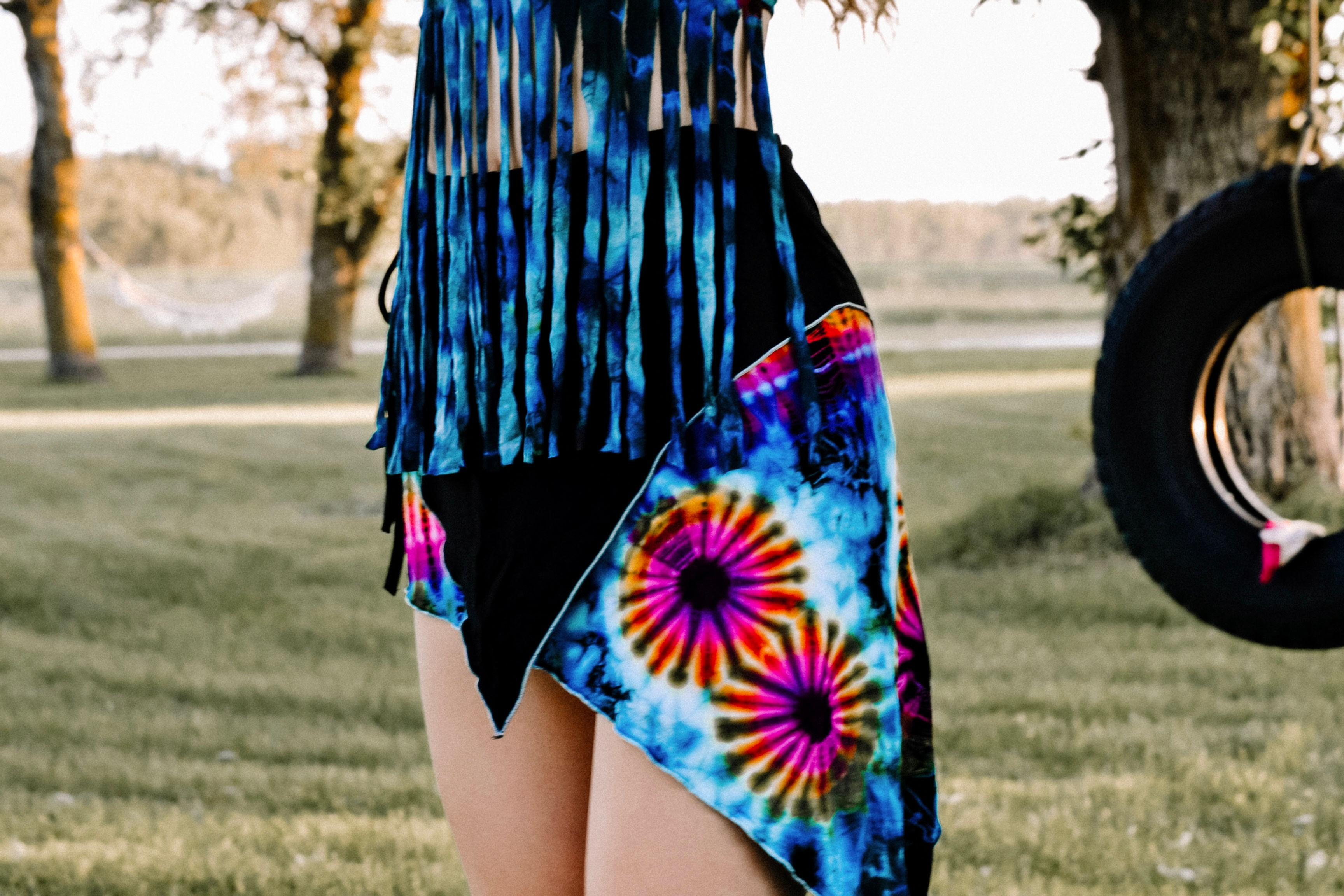 FREE FLOW TIE DYE MINI SKIRT - BLACK