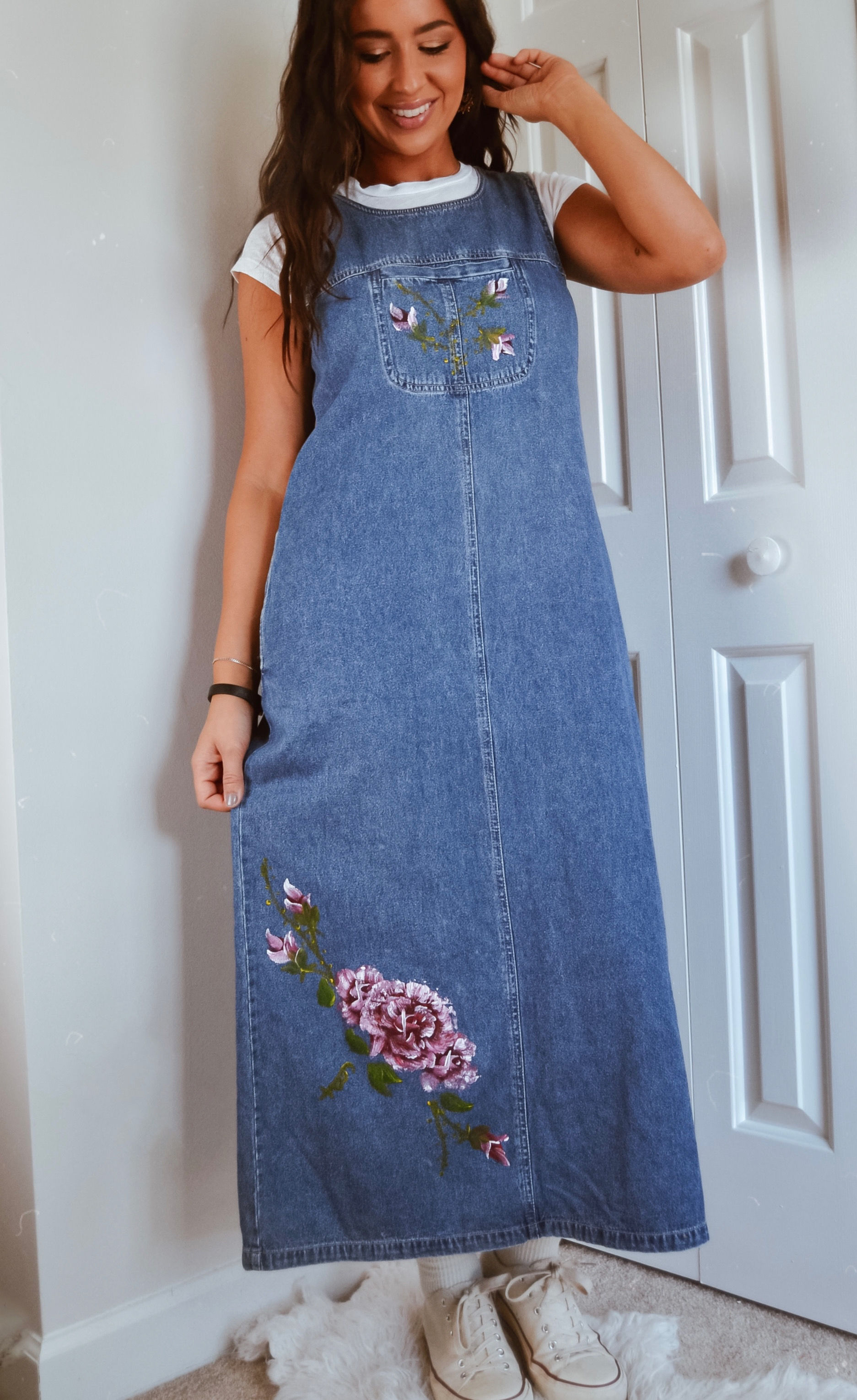 VINTAGE PAINTED DENIM MAXI DRESS - MEDIUM
