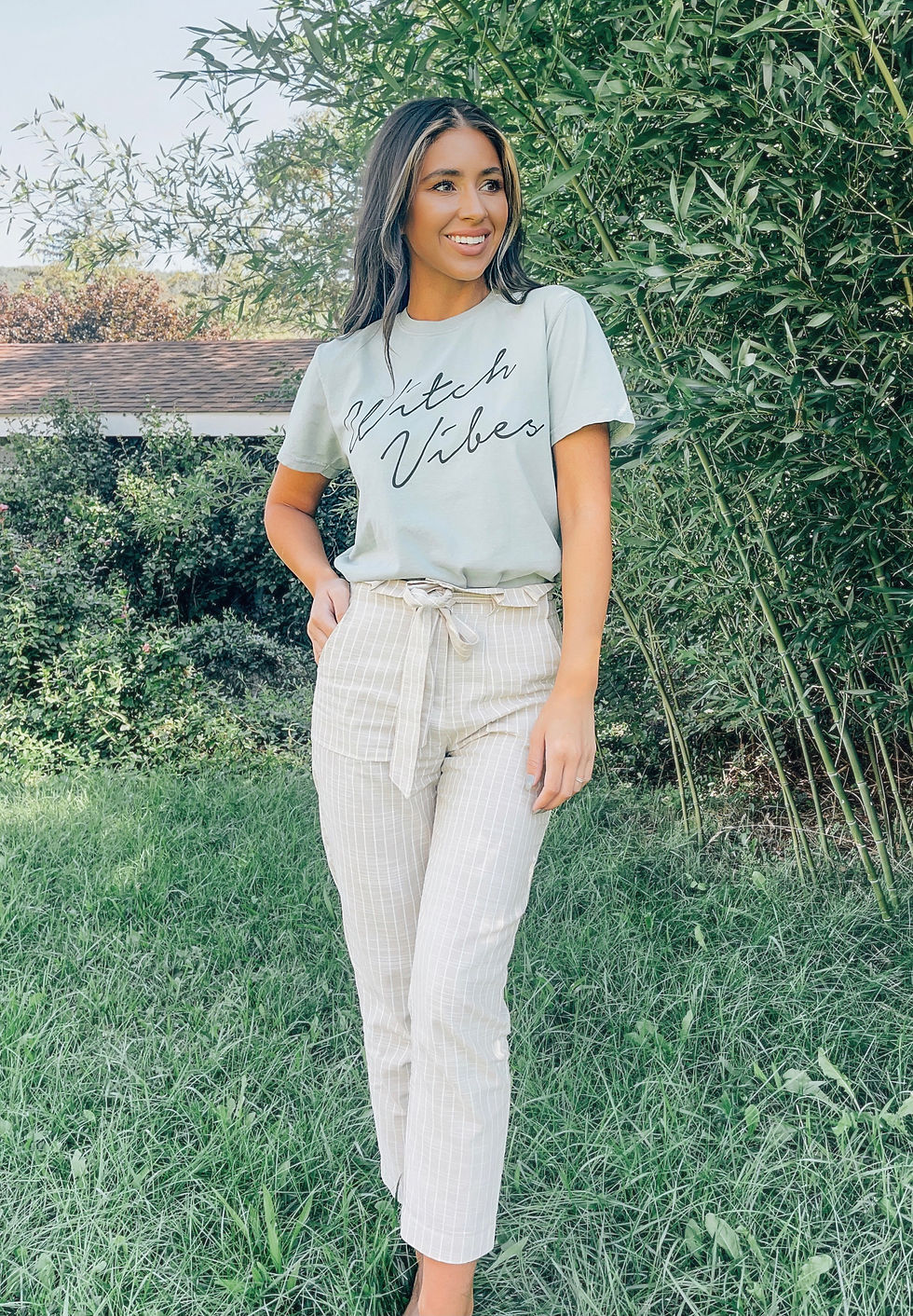 Thumbnail: WITCH VIBES GRAPHIC TEE - SAGE
