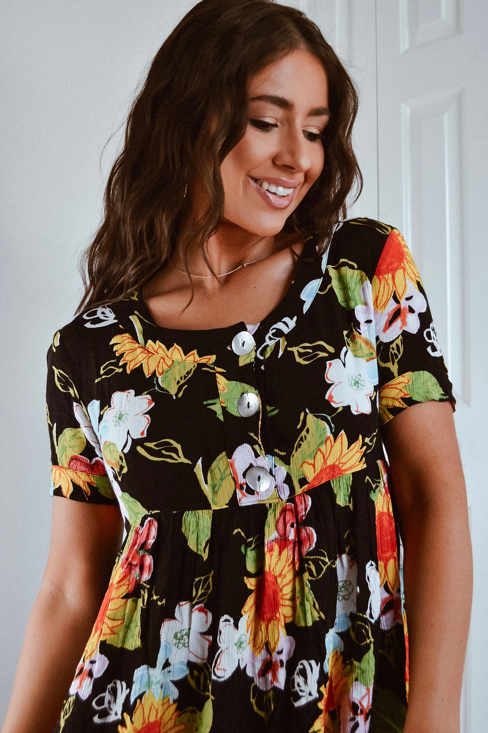 Thumbnail: VINTAGE SUNFLOWER DRESS - BLACK