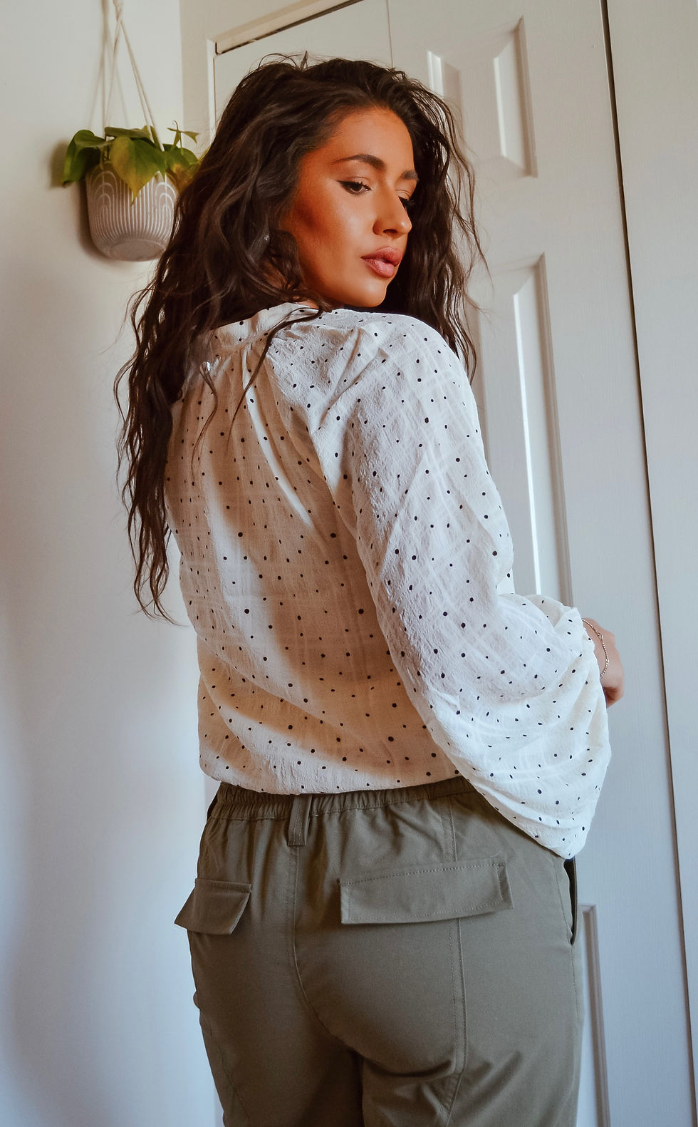 Thumbnail: MIA LONG SLEEVE DOT TOP - IVORY