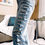 Thumbnail: COSMIC REBEL DISTRESSED FLARE JEANS - LIGHT DENIM