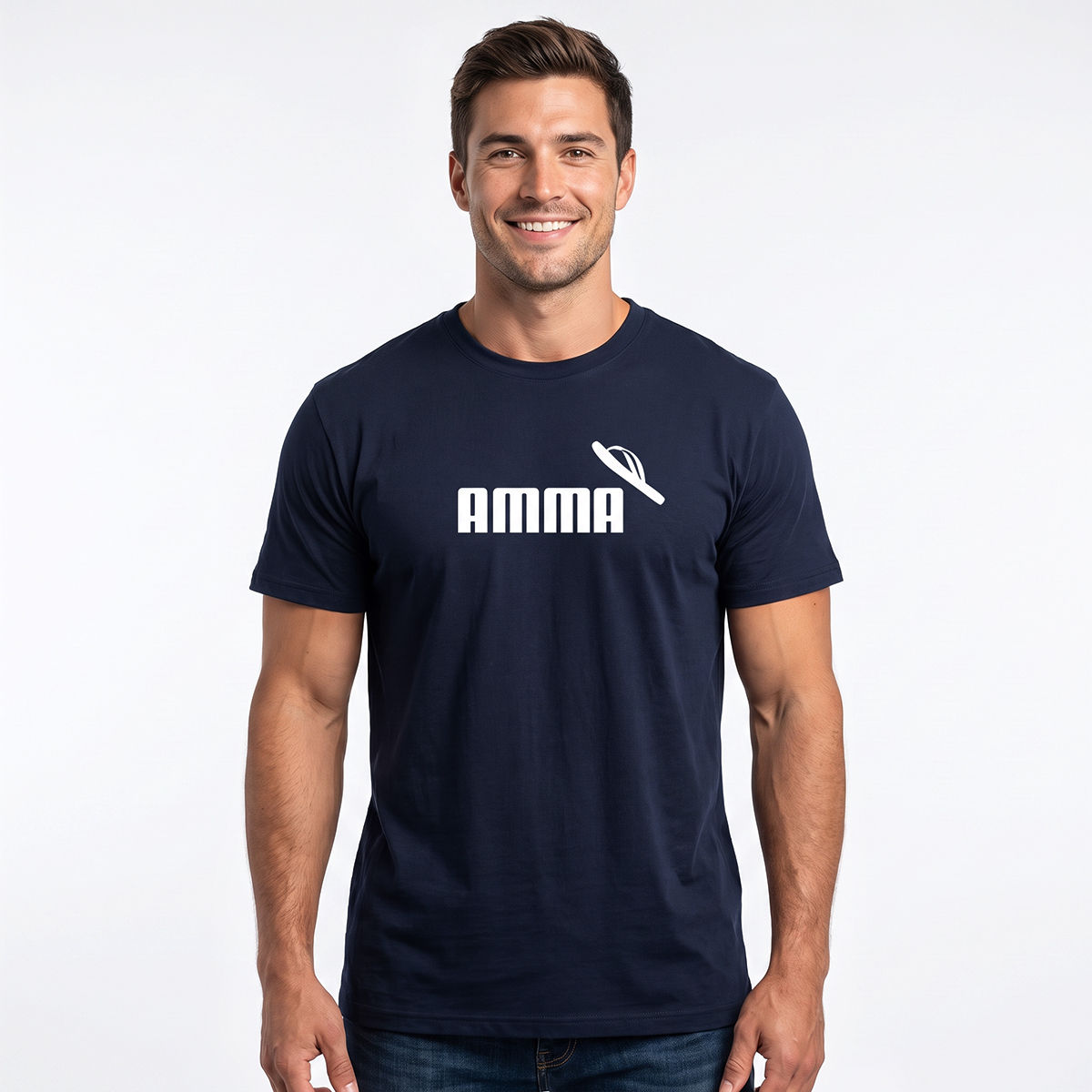 Amma Chappal Unisex Regular Fit T-Shirt | Desi Mom Parody Logo Budget PolyCotton