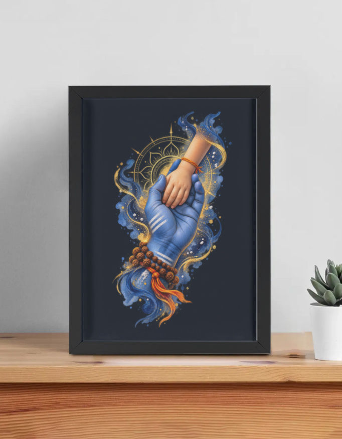 Shiva Blessing Hand Framed Poster | Divine Protection Wall Art