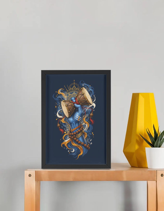 Shiva Damru Framed Poster | Divine Wall Art | Spiritual Home Decor