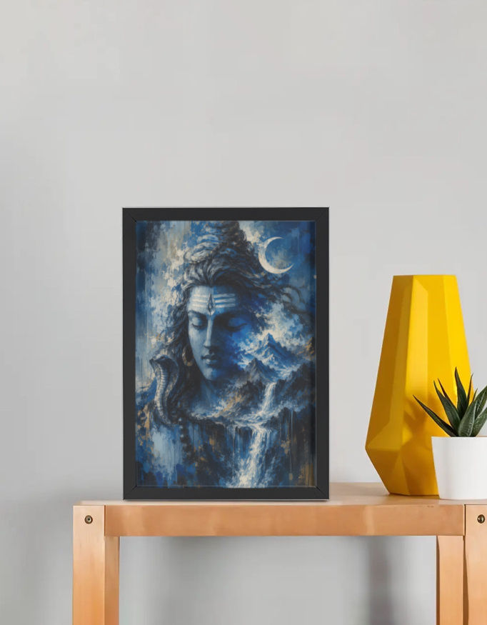 Lord Shiva Himalayan Serenity Framed Poster | Divine Spiritual Wall Art