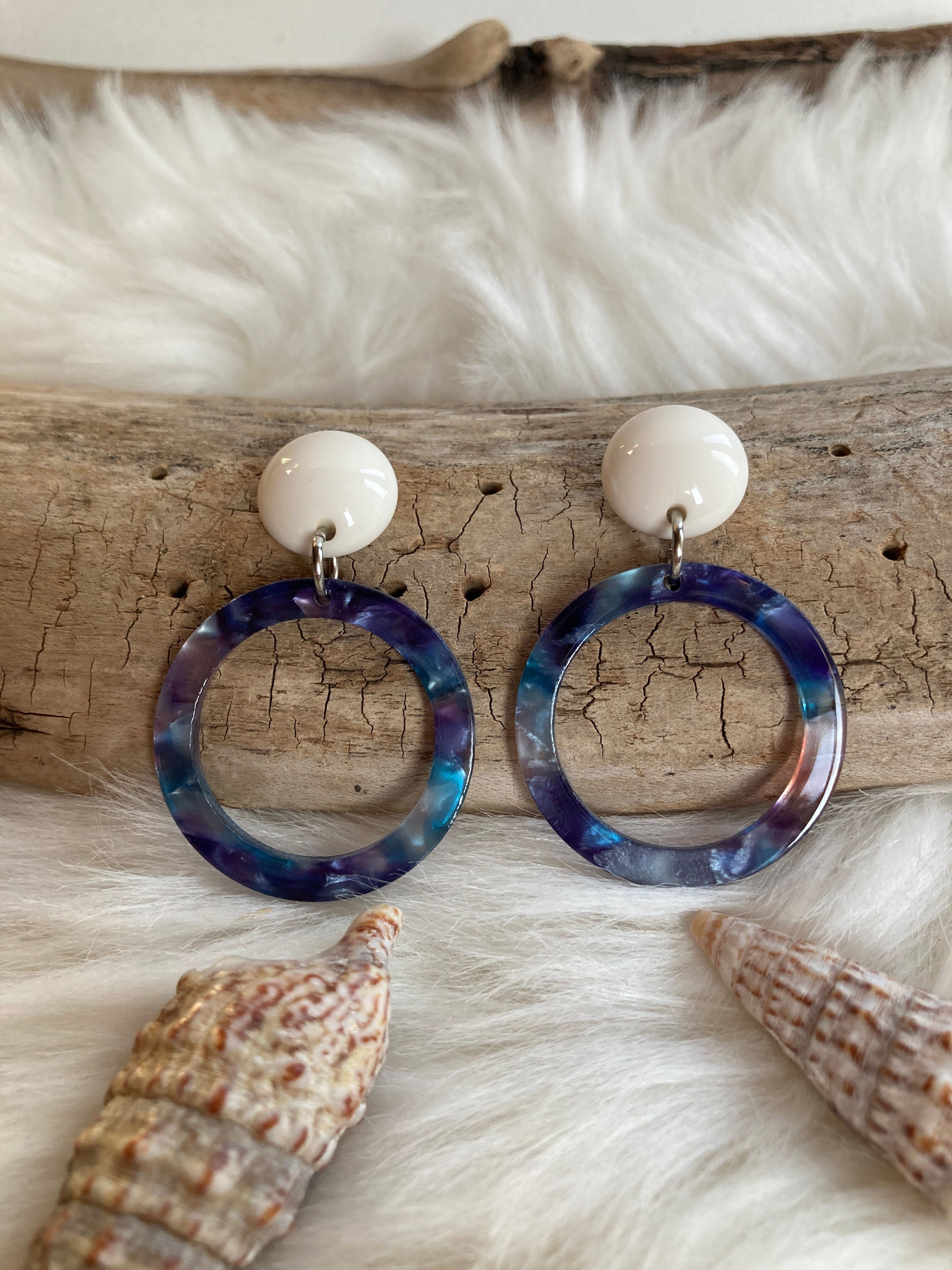 Boucles d'oreilles Lison - violettes bleutées