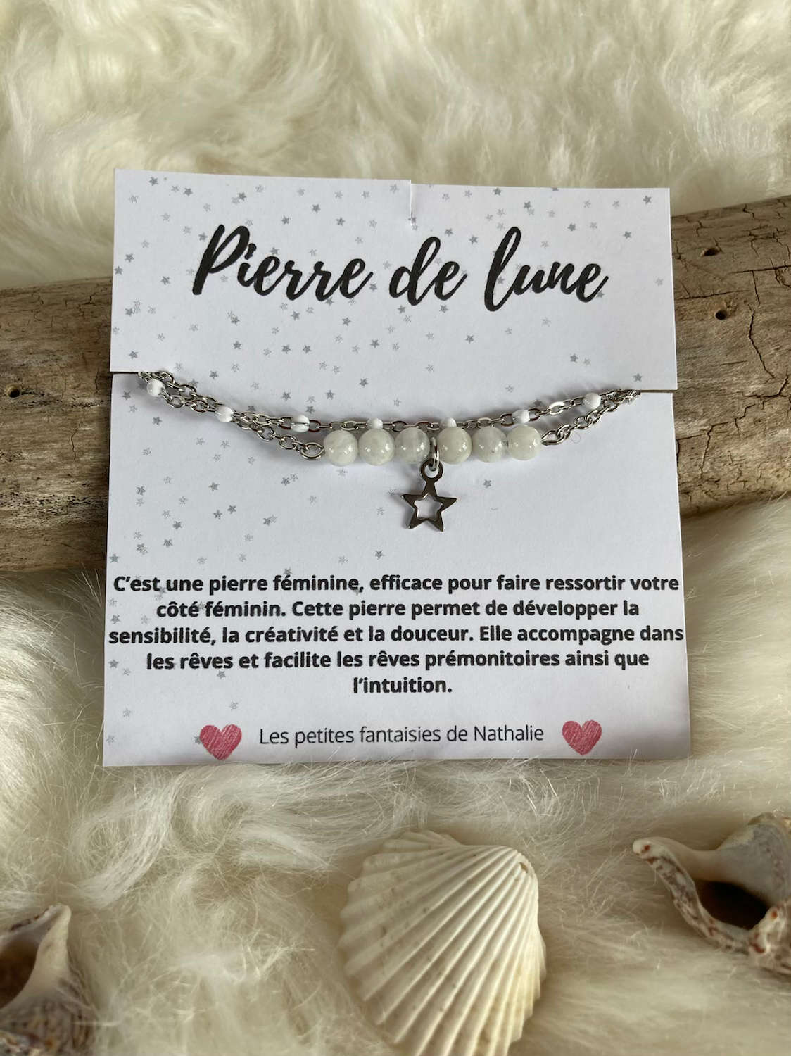 Bracelet double en pierre semi-précieuse de pierre de lune