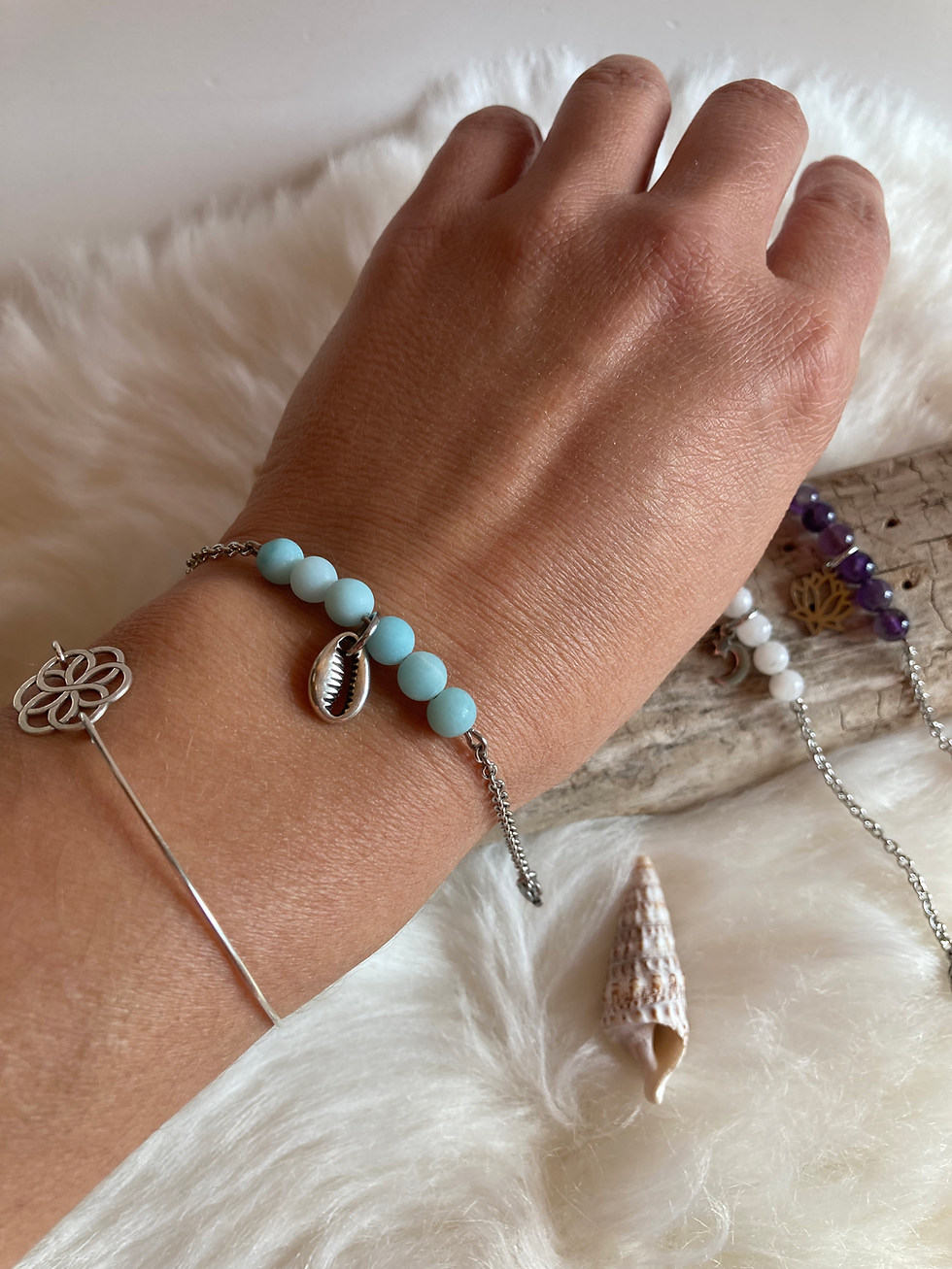 Miniature : Bracelet en pierre semi-précieuses d'amazonite