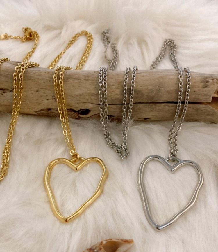 Collier long Heart doré ou argenté