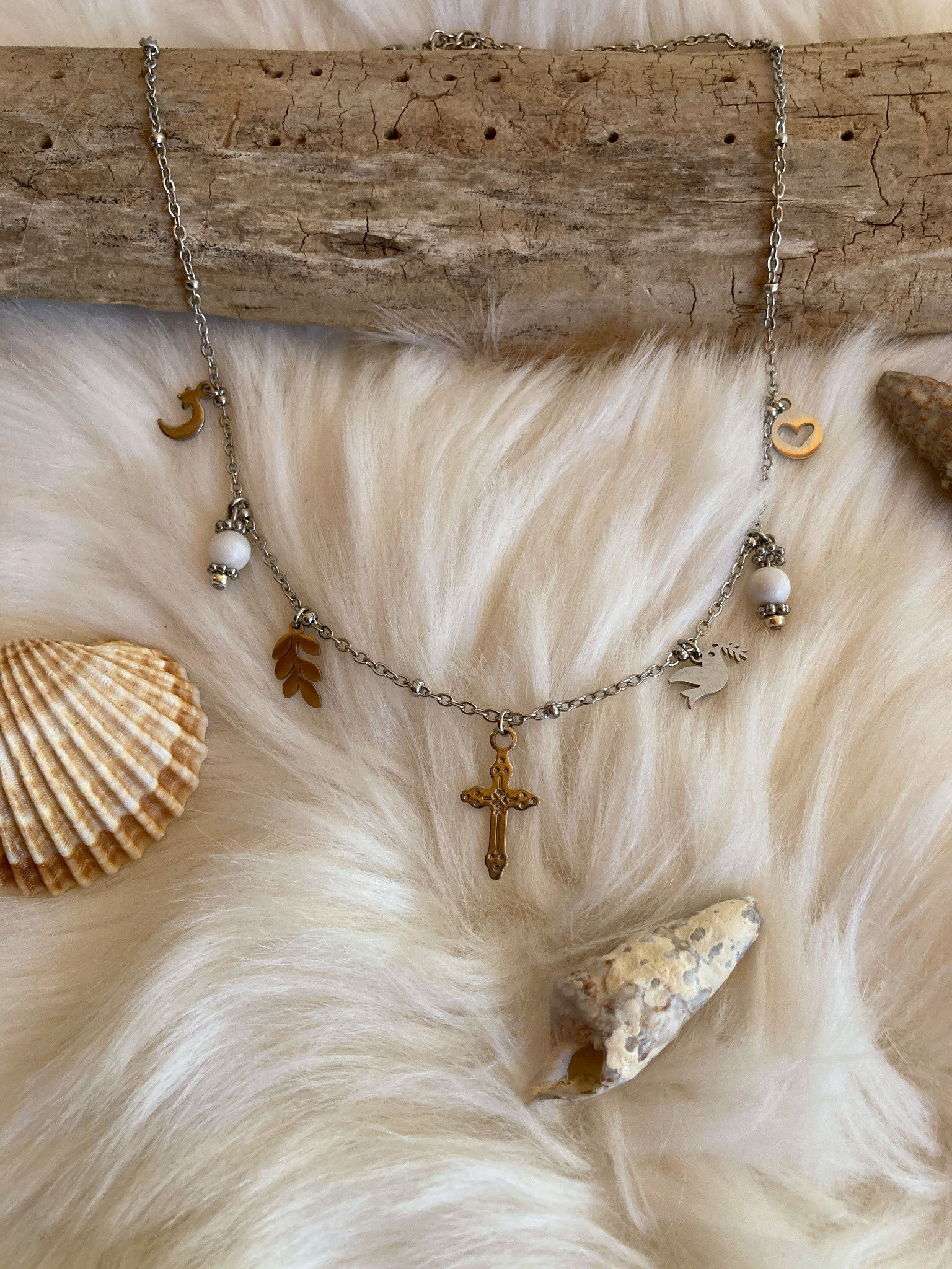 Collier "Souffle divin" en acier inoxydable