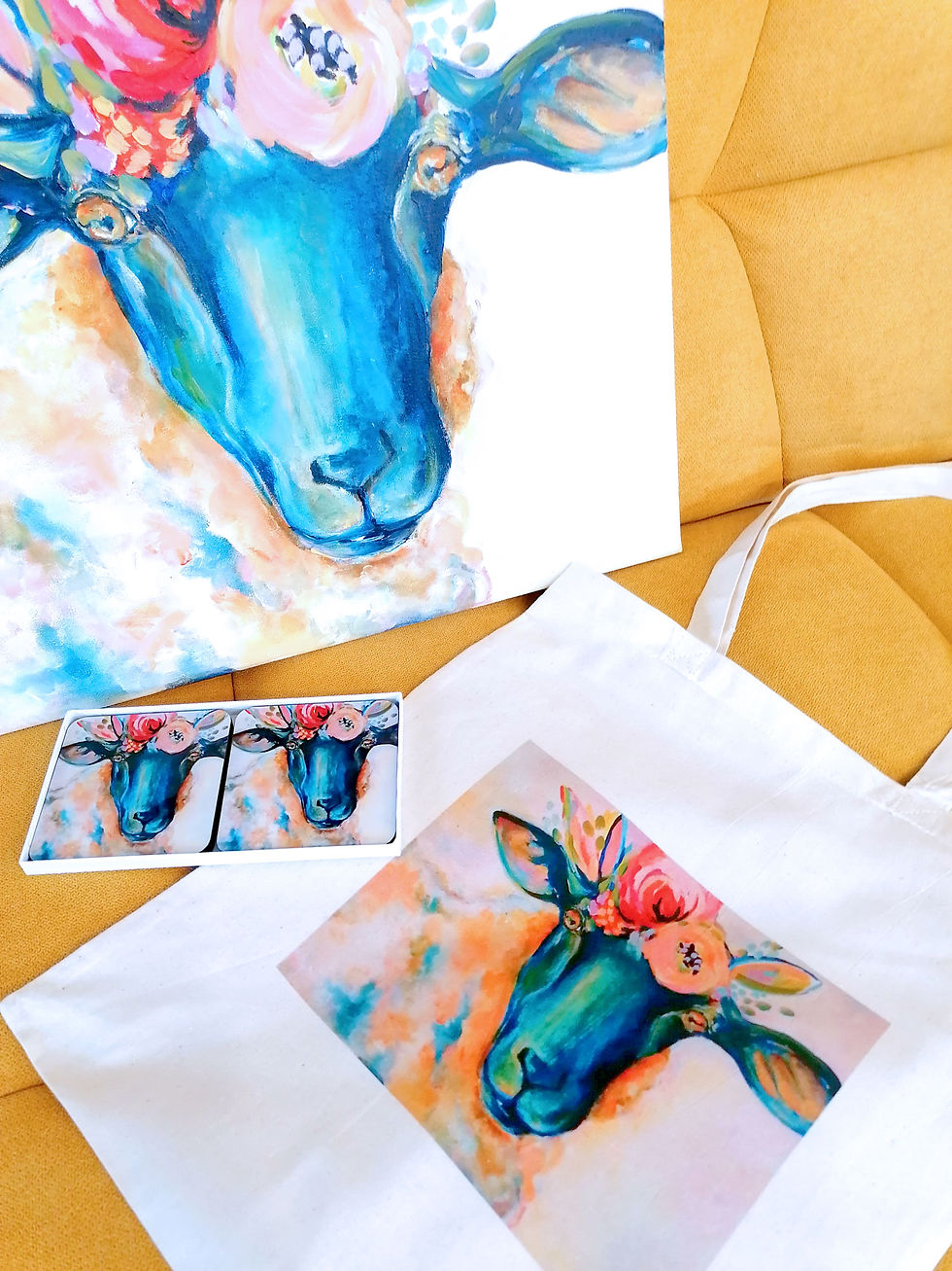 Thumbnail: 'Lolly Sheep' Original Canvas