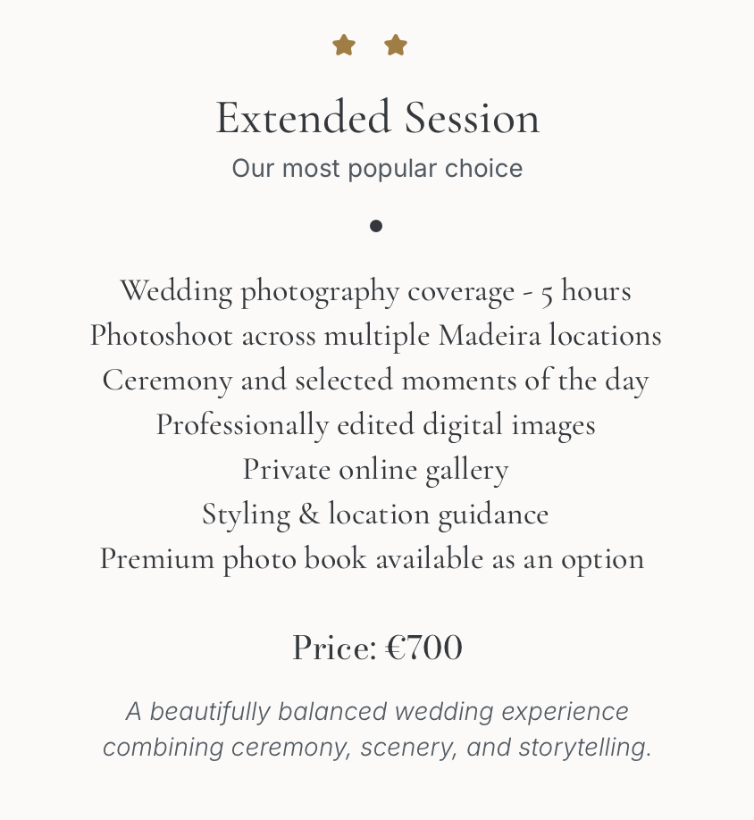 Extended Wedding Package in Madeira