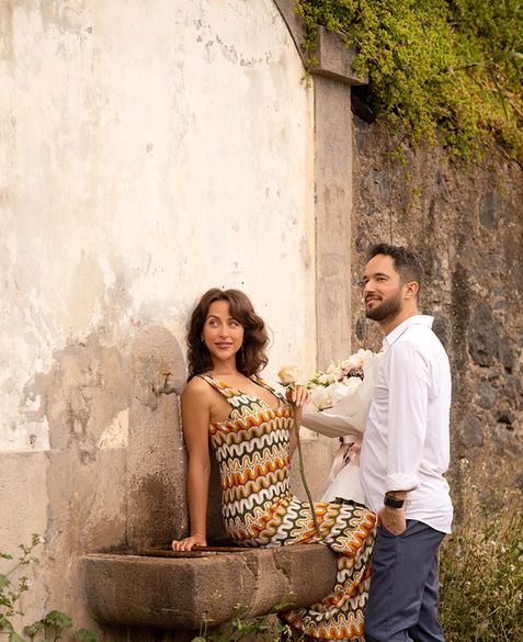 Couples photography session in Madeira capturing authentic moments in a charming historic setting