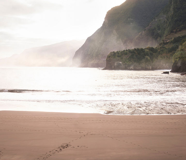 Seixal Beach in Madeira with black sand