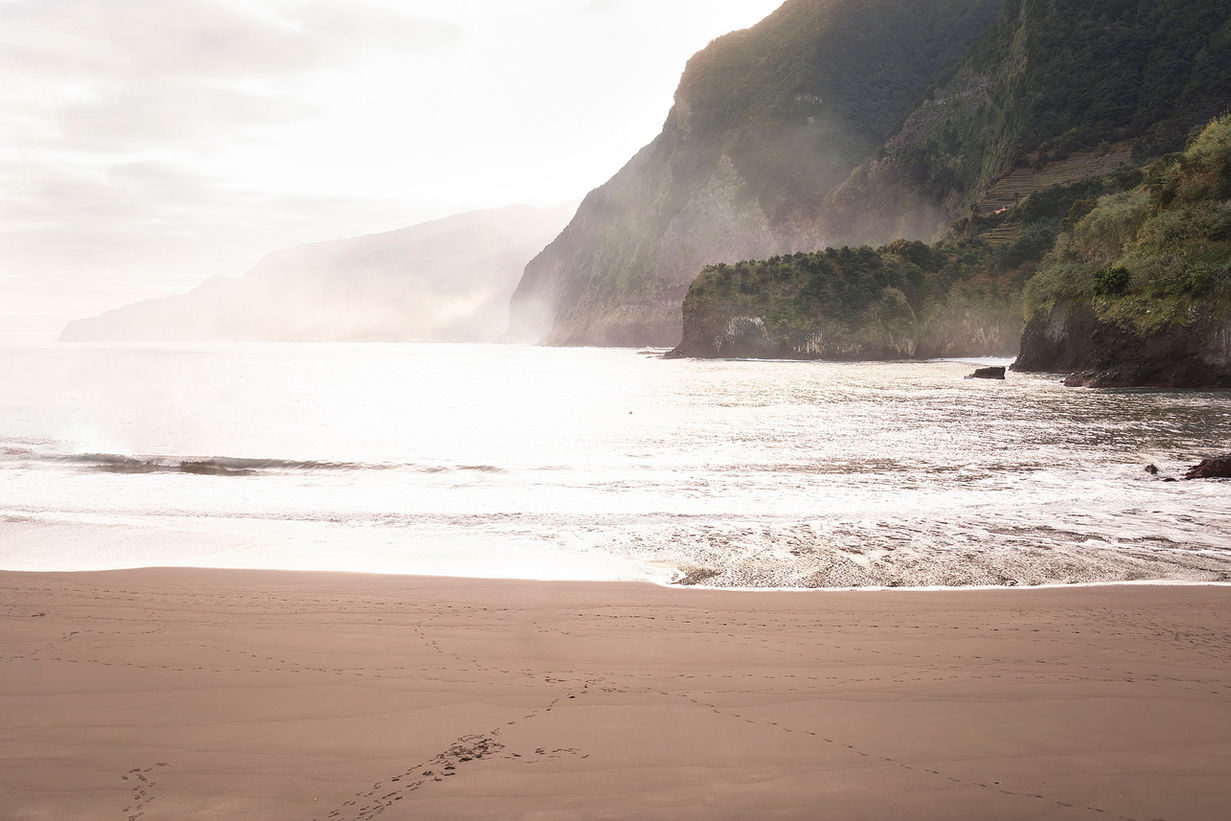 Seixal Beach in Madeira with black sand