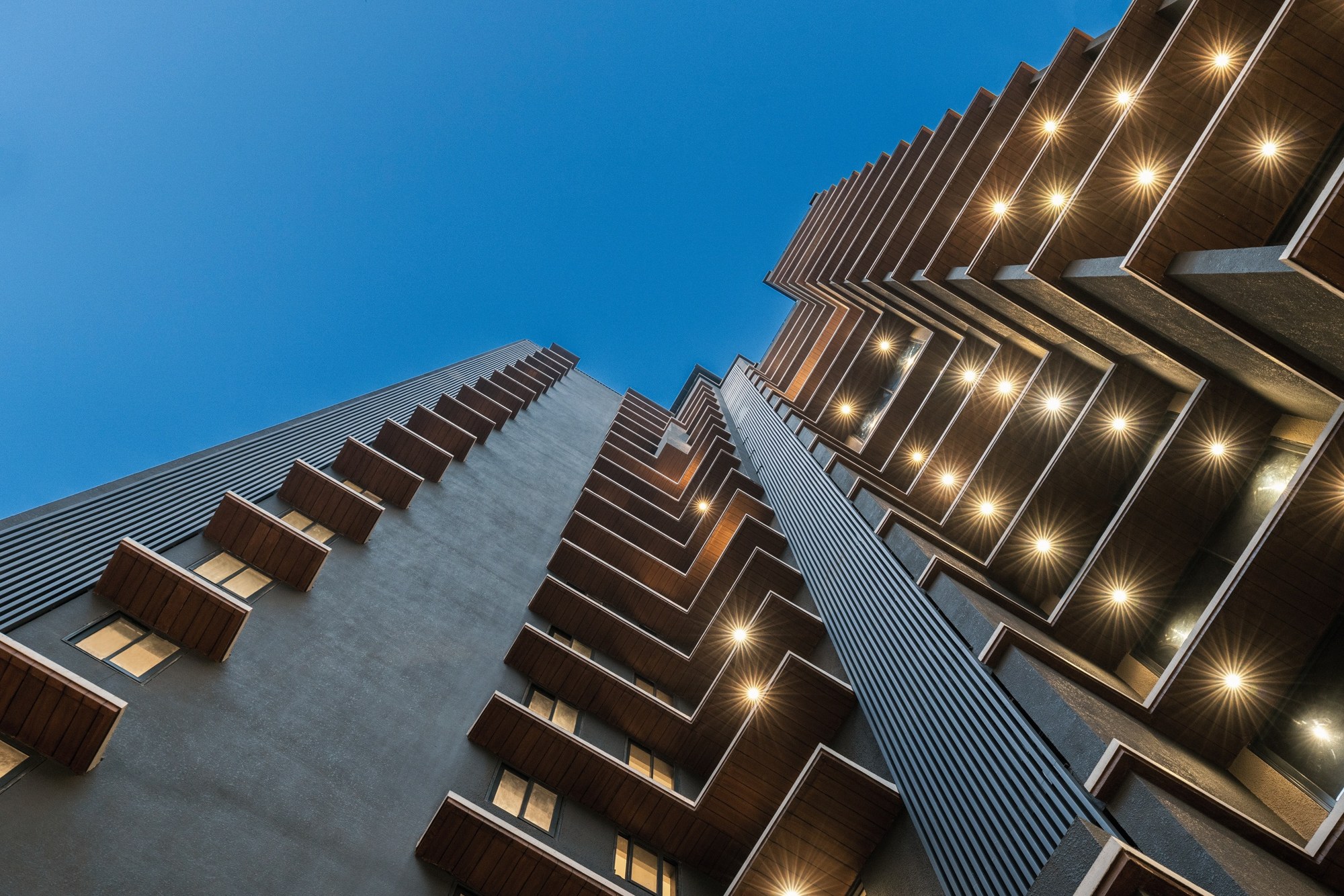 Facade lighting at dusk