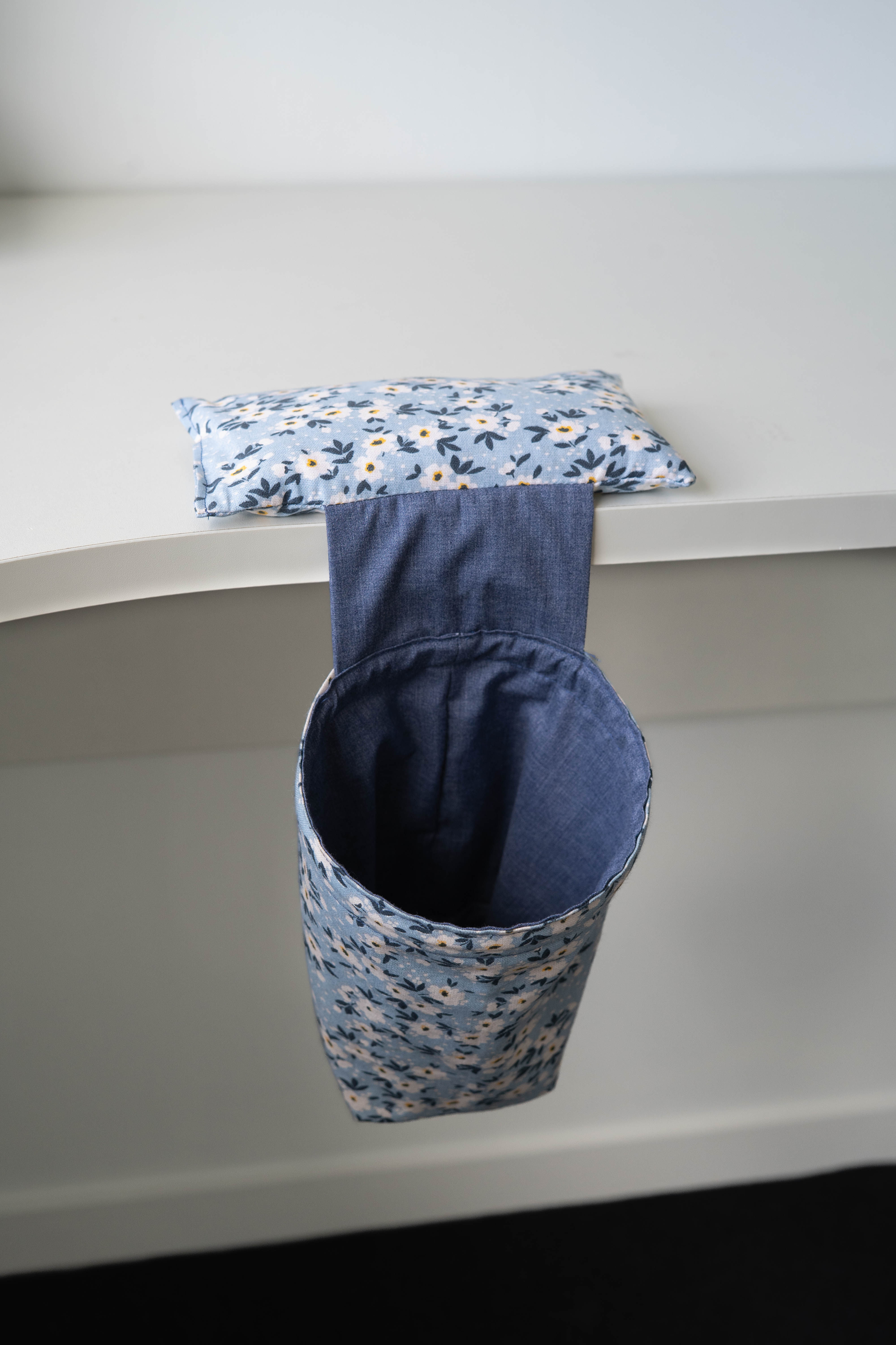 Hanging Scrap Bin - Blue Floral