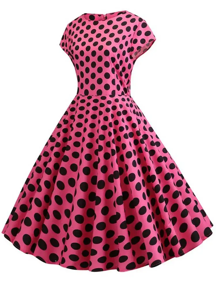 Thumbnail: Women Summer Dress Vintage Polka Dot Print Robe Femme Sundress Vestidos Party