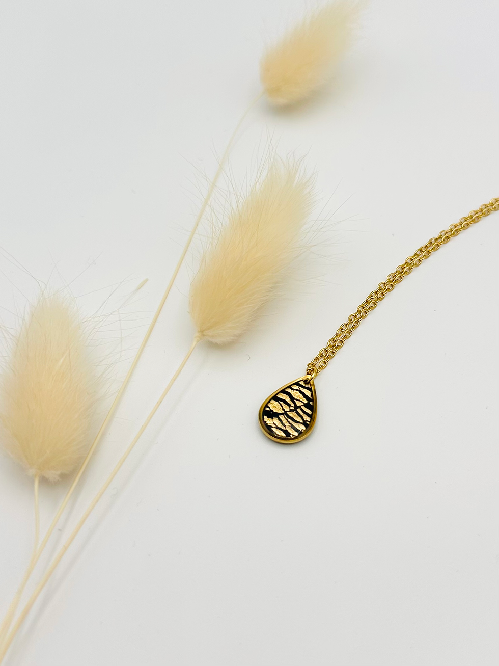 Miniature : Collier Tigré Noir & Or - Petite Goutte