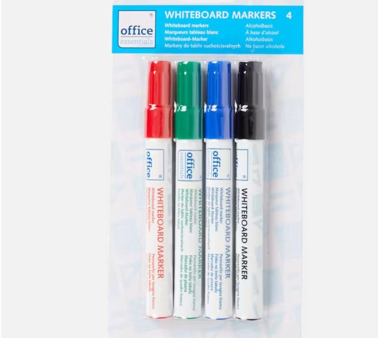 Marqueurs pour tableau blanc Office Essentials 4 pièces