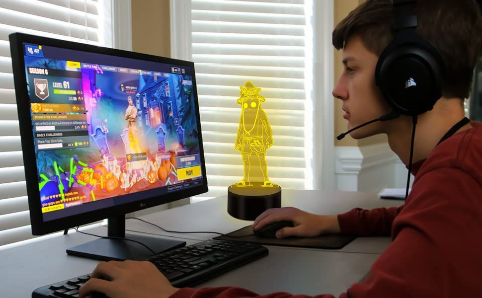 Miniature : FORTNITE 3D Lampe Illusion Optique Led Veilleuse,Lampe De DéCoration à 4 Motifs