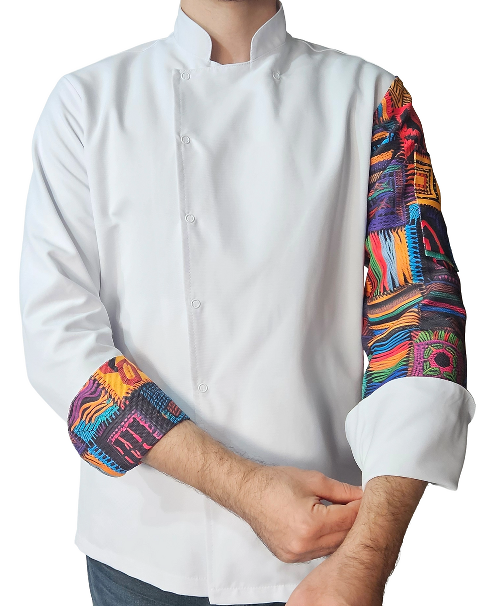 Thumbnail: Aşçı Ceketi Desenli Unisex Çıtçıtlı Uzun Kollu Chef Aşçı Mutfak Ceket Patchwork