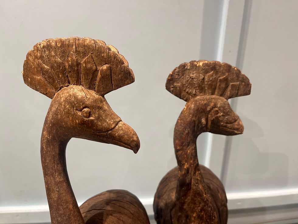 Thumbnail: French late 19th century hand carved peacocks sold separately 52cmx20cmx12cm