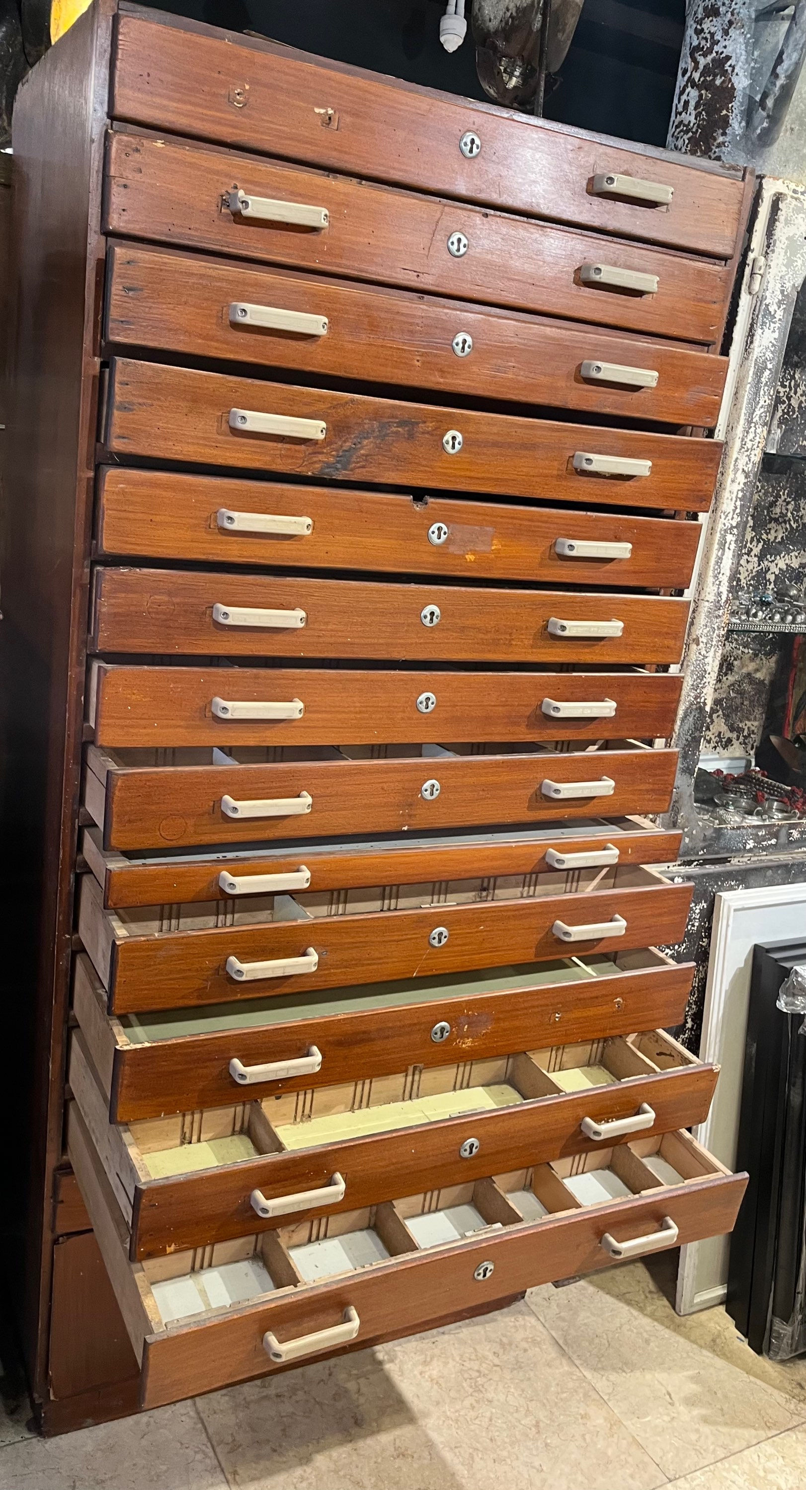 Printers cabinet 1950’s 84cmw x 180cm h x 50cm d 