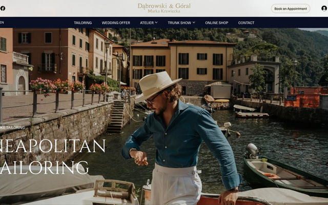 English homepage of the Dąbrowski & Góral tailoring website on Wix Studio