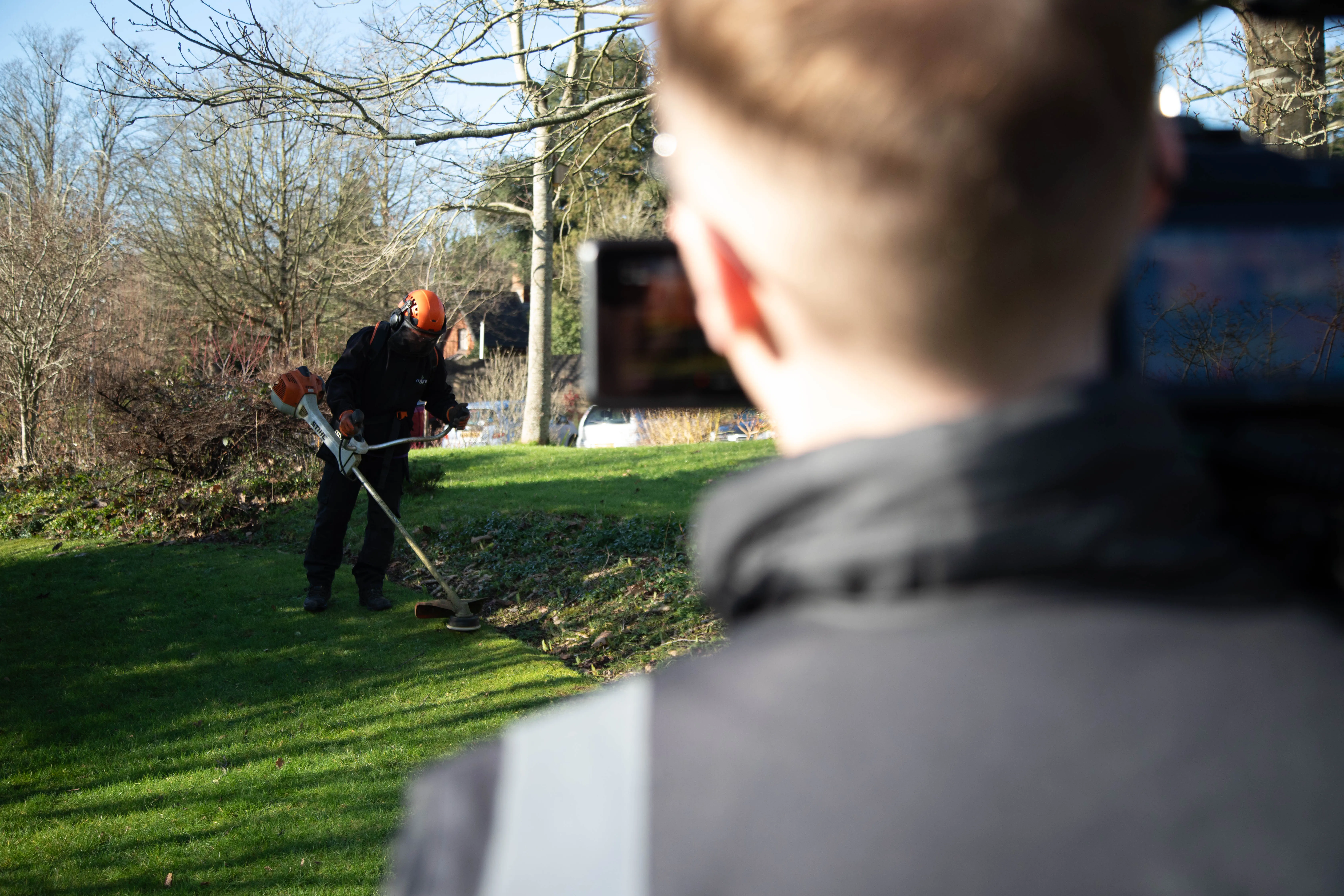 Lamplight Media crew filming inside Woodhatch Place