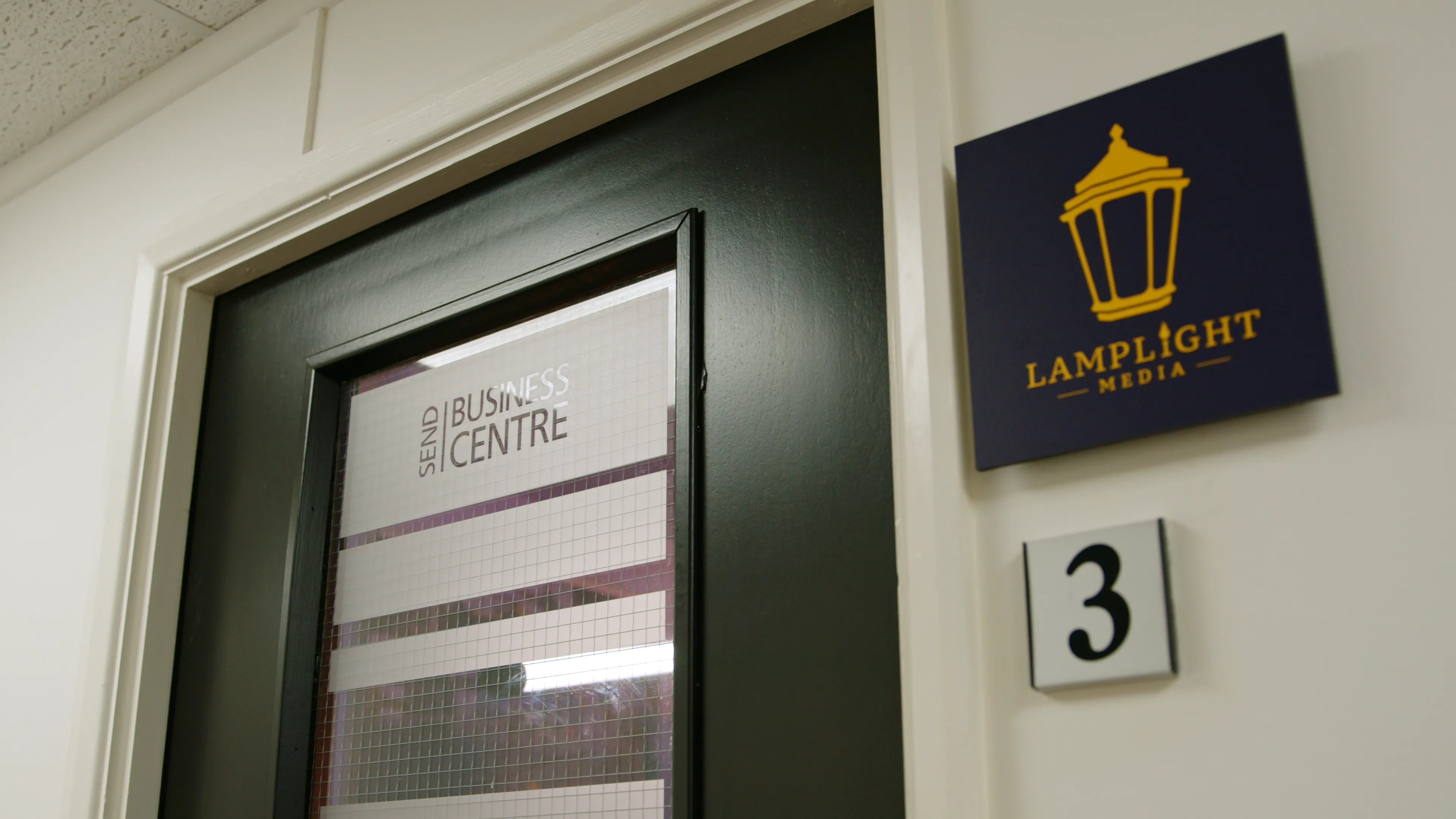 Lamplight Media editing workstation inside their post-production office at Tannery Business Park