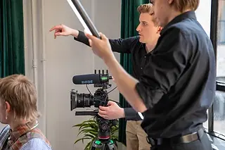 Behind the scenes of a Lamplight Media video production shoot