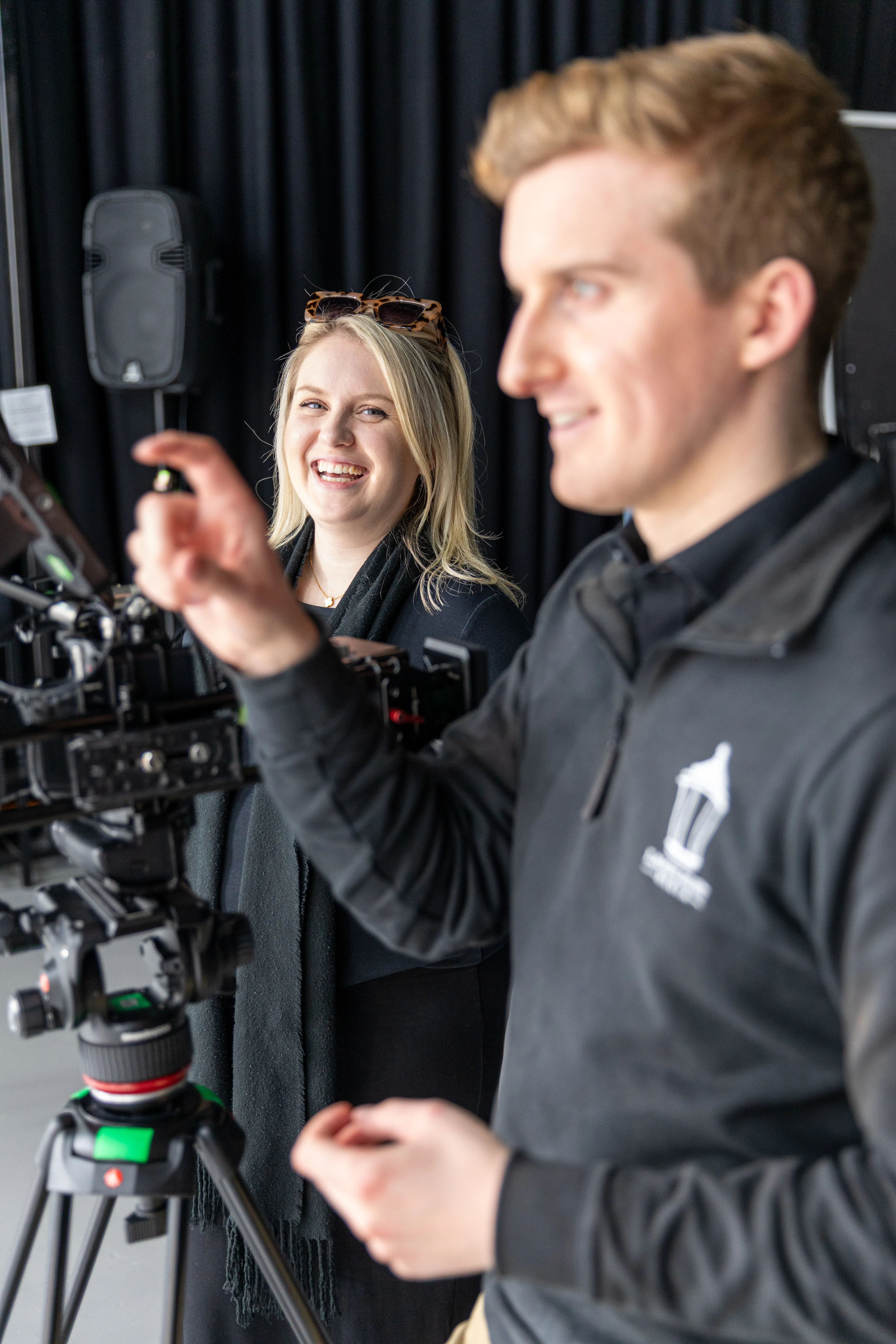 Content Works test shoot — talent presenting in studio
