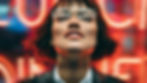 Woman in sunglasses, neon lights reflection