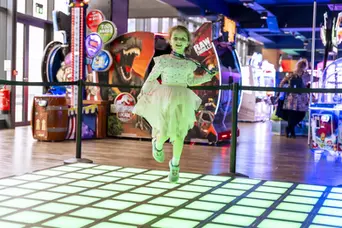 Pixel interactive floor lit up at Funstation Newcastle