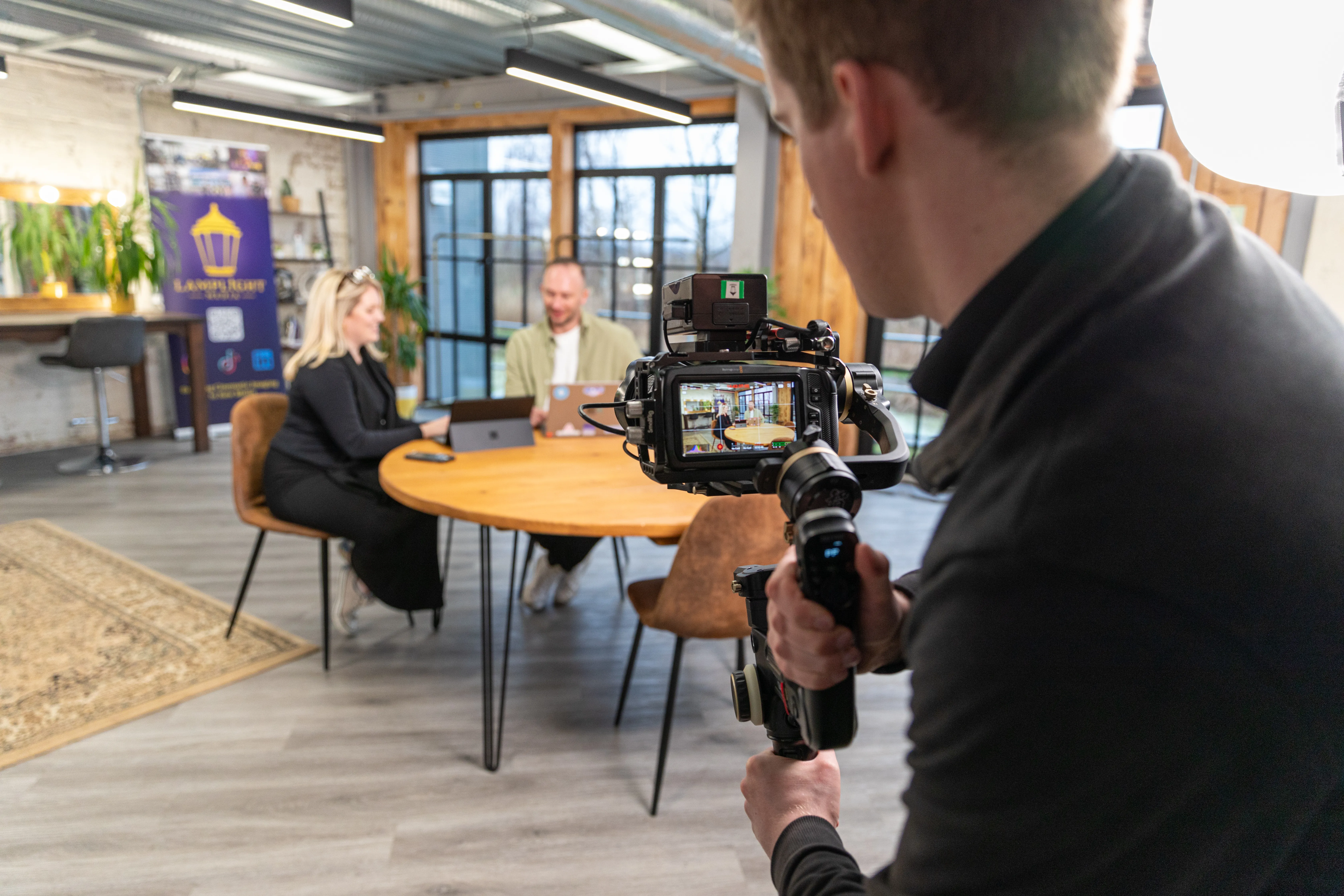 Content Works test shoot — production crew filming in studio
