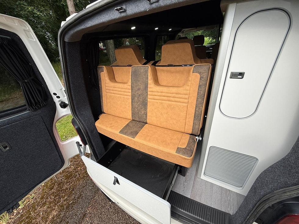 Back of the VW Campervan, storage under the seats