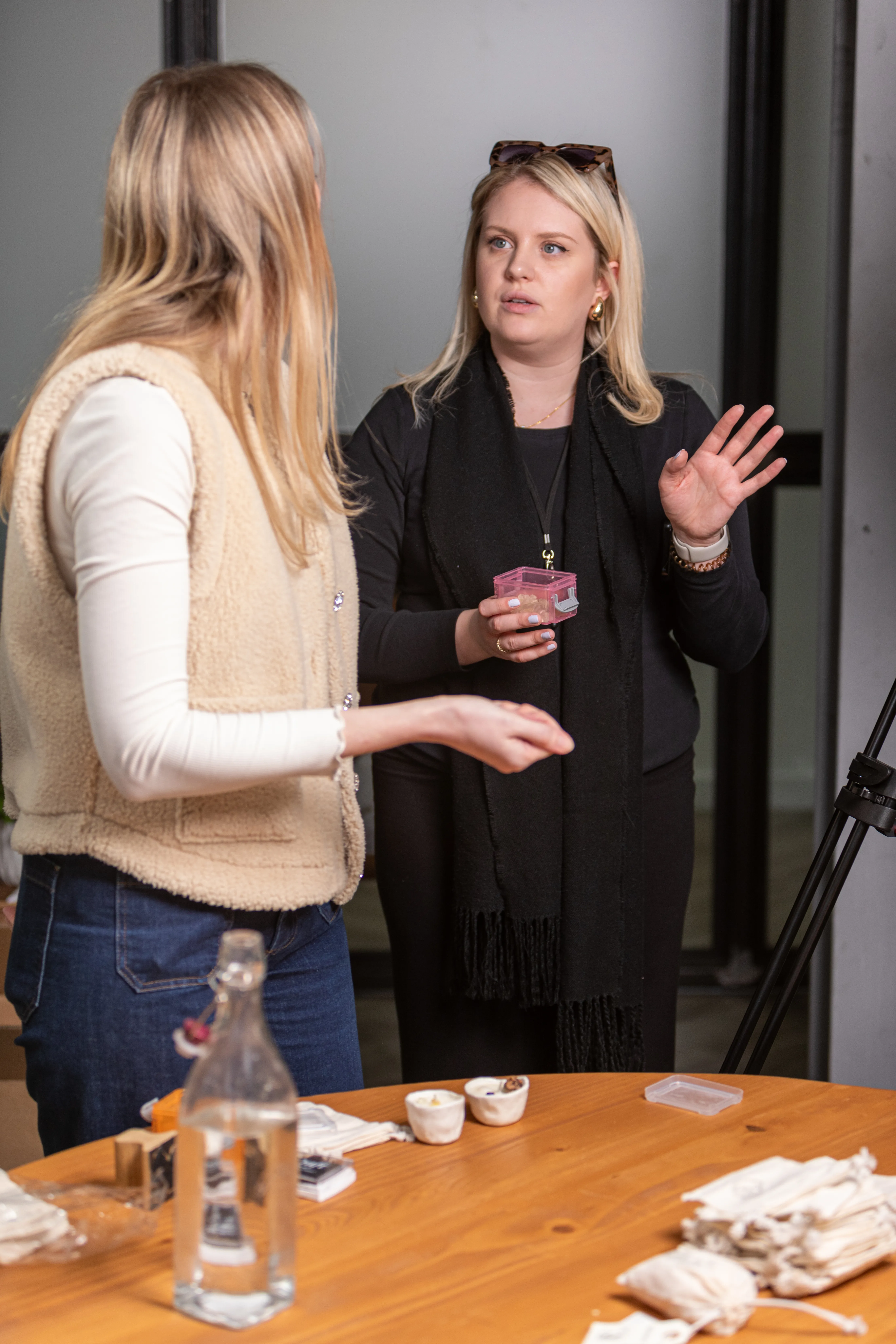 Content creator filmed in portrait orientation for social media video
