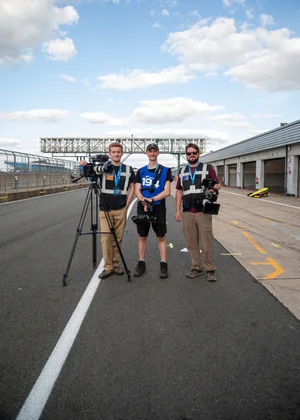GB4 driver portrait in racing overalls at the Silverstone race weekend