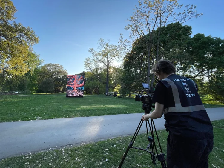 Lamplight crew filming the Of the Oak campaign on location at Kew Gardens