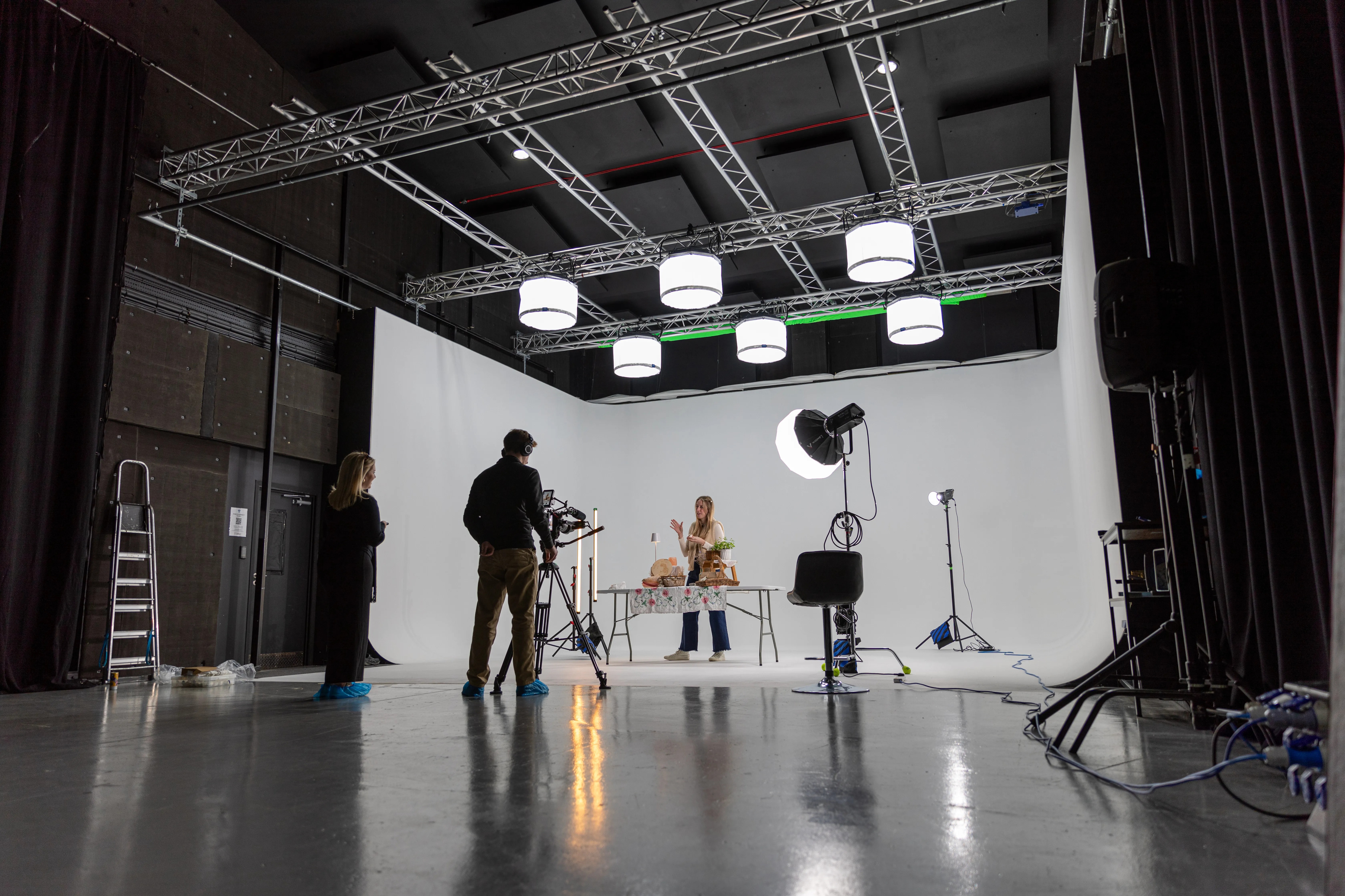 Content Works test shoot — wide studio production setup