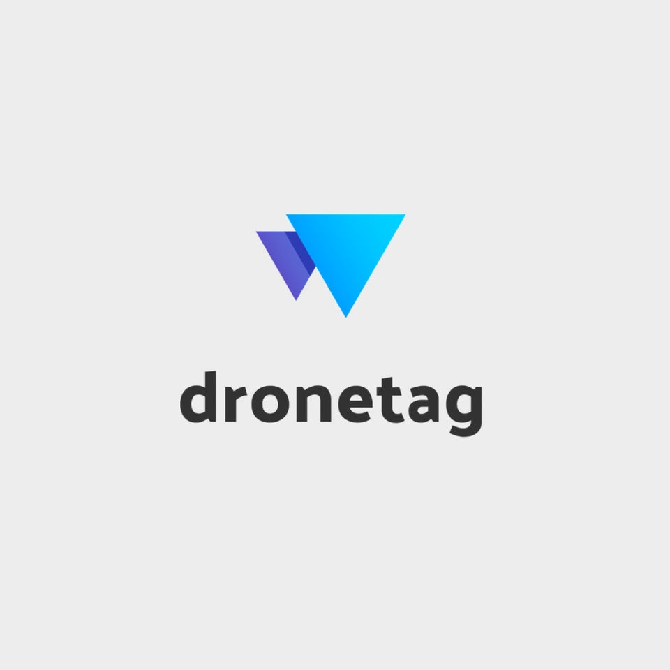 Dronetag logo with two blue and purple triangles