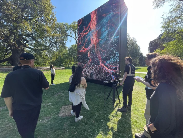 Filming the interactive Of the Oak installation at Kew Gardens
