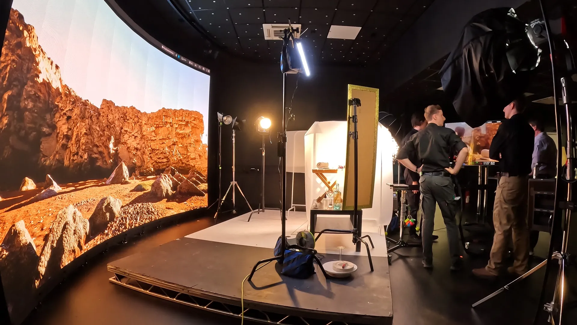 Virtual production scene displayed on the LED wall during filming