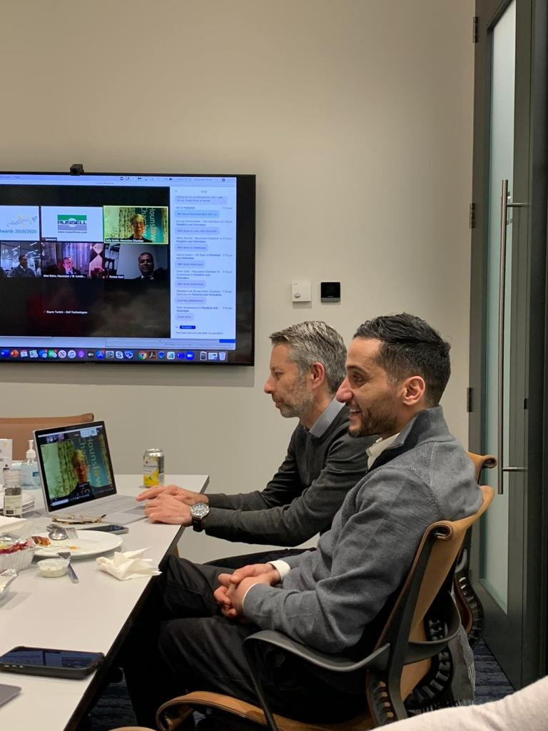 Intellicasa Leadership team CEO, Elie Kfoury and Head of Sales, Andrew Kittredge during the Business Awards 2019/2020 of Hounslow Chamber online ceremony