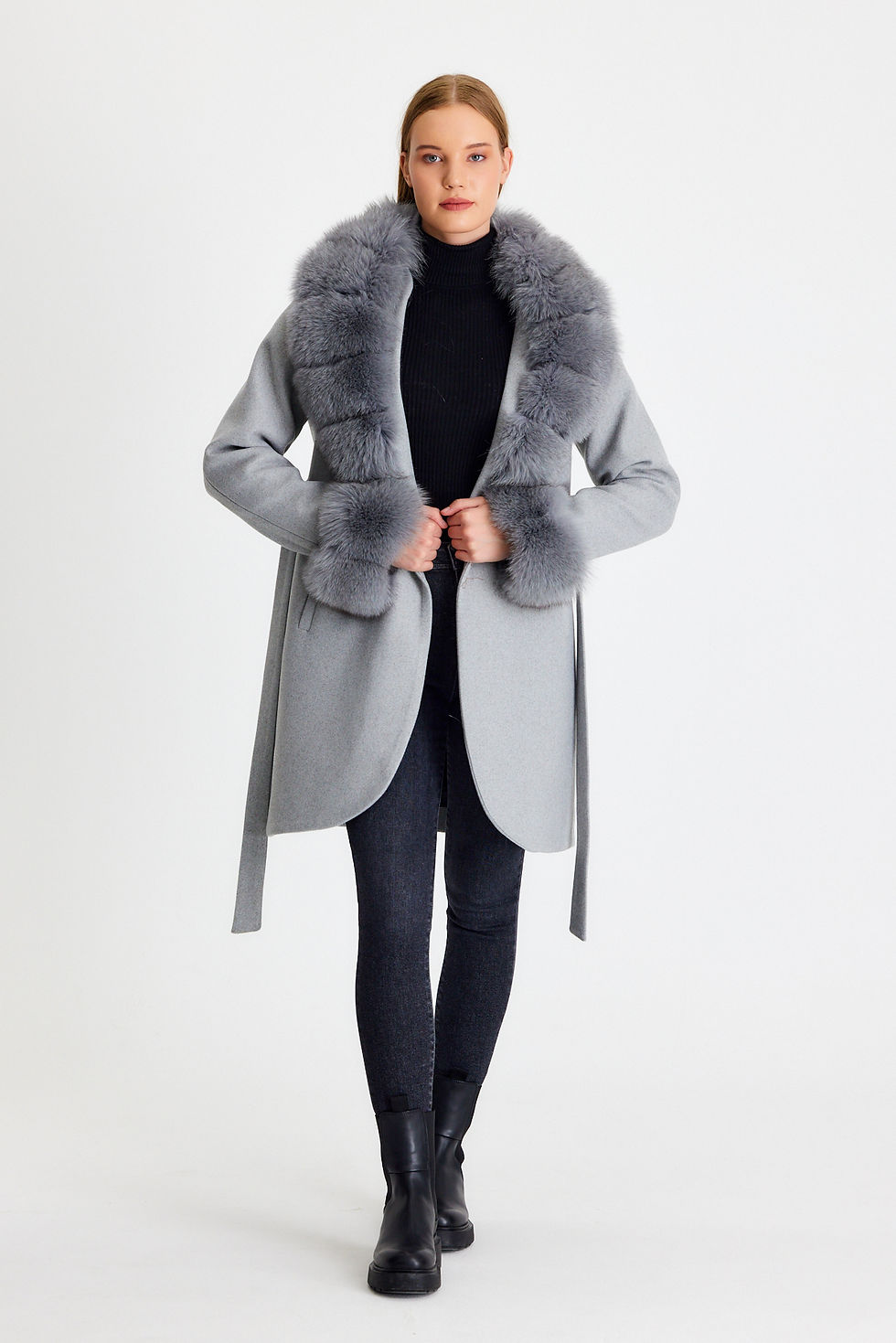 Thumbnail: Skirt Oval Cut Stamp Coat Shawl Collar Original Fox (Relaxed Fit) Oval Copy